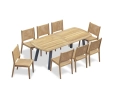 Disk 2.2m Oval Dining Table and 8 Sora Stacking Chairs Set