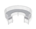 Henley 3/4 Curved Garden Bench Cushion - Mid Gray