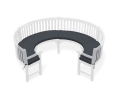 Henley 3/4 Curved Garden Bench Cushion - Raven/Black