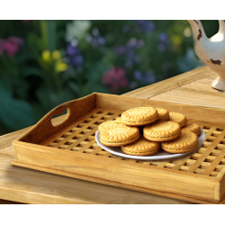 Teak Serving Tray, crossed slats