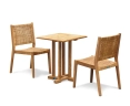 Canfield 60cm Square Table and 2 Sora Woven Chairs Set