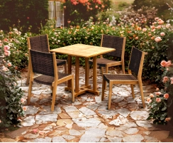 Canfield Teak Garden Dining Set – 80cm Table & 4 Stackable Chairs