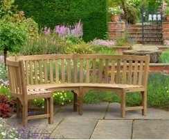 Henley Semi-Circle Bench, Curved Teak Bench