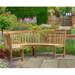 Henley Semi-Circle Bench, Curved Teak Bench