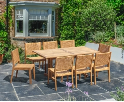 Belgrave 6ft Trestle Table & 8 Sora Stacking Chairs Outdoor Set