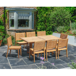 Belgrave 6ft Trestle Table & 8 Sora Stacking Chairs Outdoor Set
