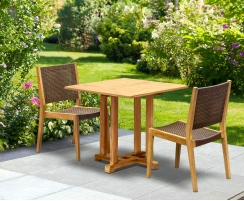 Canfield Dining Set - 80cm Square Table & 2 Sora Stacking Chairs Set