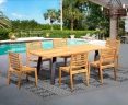Disk 220cm Oval Teak Table with 6 Vero Stacking Chairs Set