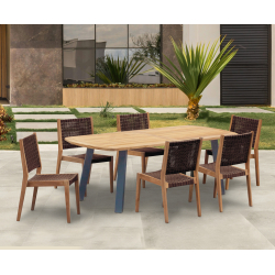 Disk 2.2m Oval Table and 6 Sora All Weather Wicker Stacking Chair Set