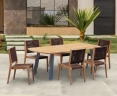 Disk 2.2m Oval Table and 6 Sora All Weather Wicker Stacking Chair Set