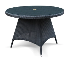 Riviera Round Table 1.1m Black Loom with Glass Table Top - NEW: End of Line