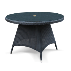 Riviera Round Table 1.1m Black Loom with Glass Table Top - NEW: End of Line