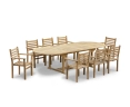 Brompton Large Extending Teak Garden Table & 8 Yale Stacking Chairs Set