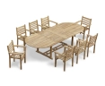 Brompton Large Extending Teak Garden Table & 8 Yale Stacking Chairs Set