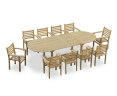 Brompton Extendable Teak Dining Table & 10 Yale Stackable Chairs Set