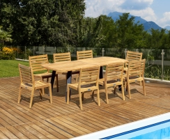 Disk 220cm Oval Table and 8 Vero Stacking Chairs Set