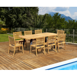 Disk 220cm Oval Table and 8 Vero Stacking Chairs Set