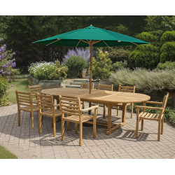 Brompton Large Extending Teak Garden Table & 8 Yale Stacking Chairs Set