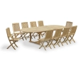 Brompton Teak Extending Double Leaf Table with 2 Rimini Armchairs & 8 Folding Chairs Set