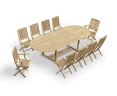 Brompton Teak Extending Double Leaf Table with 2 Rimini Armchairs & 8 Folding Chairs Set