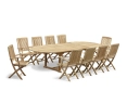 Brompton Extending Double Leaf Table & 10 Rimini Folding Armchairs Dining Set