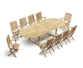 Brompton Extending Double Leaf Table & 10 Rimini Folding Armchairs Dining Set