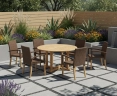 Canfield Round 1.3m Teak Table & St. Tropez Rattan Stacking Chairs