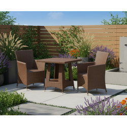 Riviera Rattan Table and Chairs, 2 Seater Dining Set