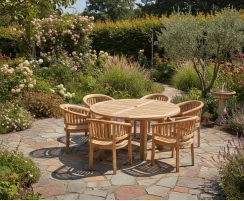 Titan 6 Seater Round Table 1.5m & Contemporary Armchairs