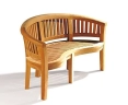 Teak Contemporary Banana Bench and Chairs Outdoor Set