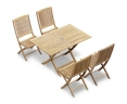 Rimini Teak 1.2m Folding Table and 4 Rimini Folding Chairs Garden Set