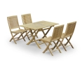 Rimini Teak 1.2m Folding Table and 4 Rimini Folding Chairs Garden Set