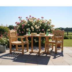 Canfield Teak 1m Square Table and 2 Rose Garden Armchairs