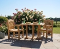 Canfield Teak 1m Square Table and 2 Rose Garden Armchairs