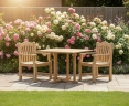 Canfield Teak 1m Square Table and 2 Rose Garden Armchairs