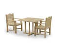 Canfield Teak 1m Square Table and 2 Rose Garden Armchairs