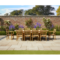 Brompton Extendable Teak Dining Table & 10 Yale Stackable Chairs Set
