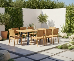 Disk 2.2m Oval Dining Table and 8 Sora Stacking Chairs Set