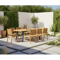 Disk 2.2m Oval Dining Table and 8 Sora Stacking Chairs Set
