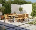 Disk 2.2m Oval Dining Table and 8 Sora Stacking Chairs Set