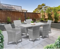 Riviera Rattan 6 Seater Patio Set with Rectangular Table 1.6m & Chairs