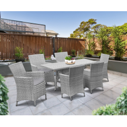Riviera Rattan 6 Seater Patio Set with Rectangular Table 1.6m & Chairs