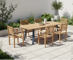 Disk Oval Dining Table and 6 Yale Stacking Chairs Set