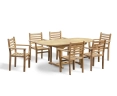 Brompton Single Leaf Extending Table and 6 Yale Teak Stacking Armchairs