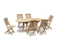 Brompton Extendable Teak Table and 6 Bali Folding Chairs Set