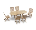 Brompton Extendable Teak Table and 6 Bali Folding Chairs Set