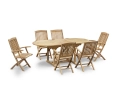 Brompton Teak Extending Table and Bali Folding Armchairs Set