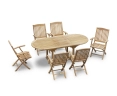 Brompton Teak Extending Table and Bali Folding Armchairs Set