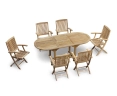 Brompton Extendable Teak Table and 6 Rimini Folding Armchairs Set