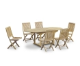 Brompton Teak Extendable Dining Table and 6 Rimini Folding Chairs Set